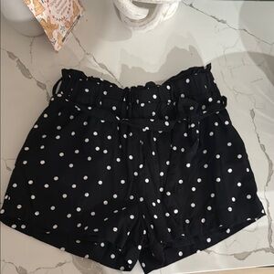 Miami Black and White Polka Dot High Waist Shorts